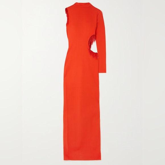 New Season Staud Kirsten Cut-Out Detailed Fringed Maxi Dress XS - Picture 3 of 3